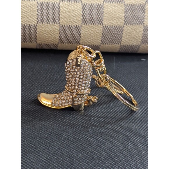 Off Park Crystal Cowboy Boot Keychain or Bag Charm - Gold Tone, Bling - Picture 3 of 6